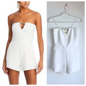 NWT Generation Love Liz Crepe Strapless Romper in White Size 0